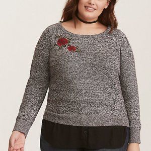 Torrid Embroidered Rose Sweater